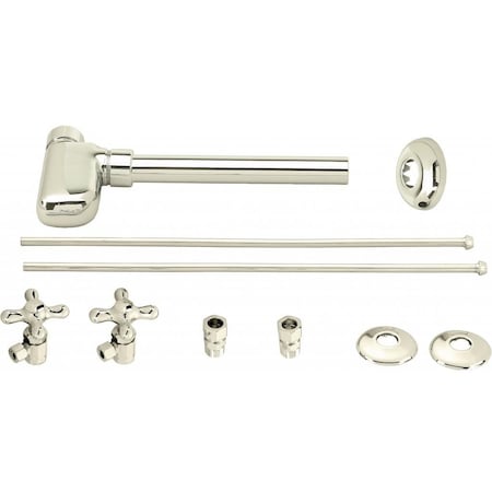 Westbrass European Pedestal Lavatory Kit - Cross Handles in Polished Nickel D1938L-05